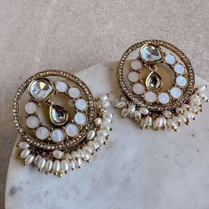 SOKORA JEWELS HEERAMANDI MOTHER OF PEARL DROP EARRINGS